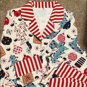 Festive Holiday Pajama Set with Stripes